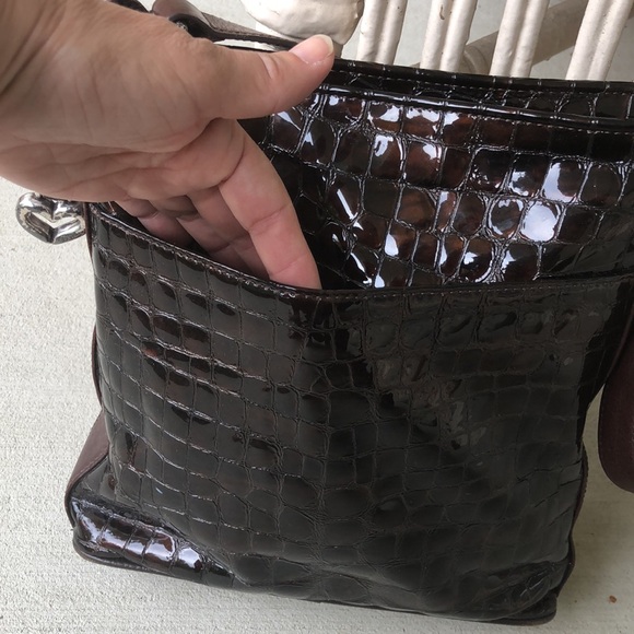 BRIGHTON Reptile Embossed Patent Leather Shoulder Bag - #D723012 - Picture 6 of 15